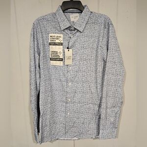 C-LAB NYC Slim Fit Floral Shirt XL 4-Way Stretch 16-1/2 34/35 Blue White NWT